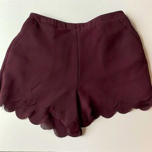 Lauren Conrad Maroon Scalloped Shorts